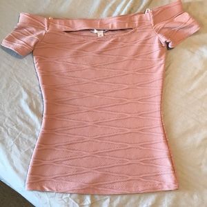 Off shoulder pink top with cut out detail